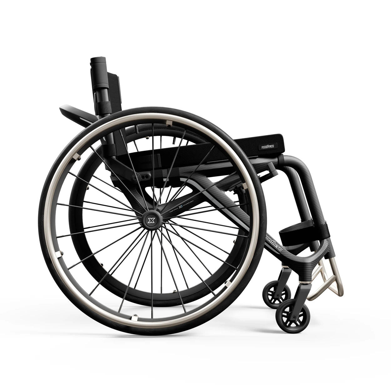 Black wheelchair on a white background panthera-x3 ultra light wheelchair