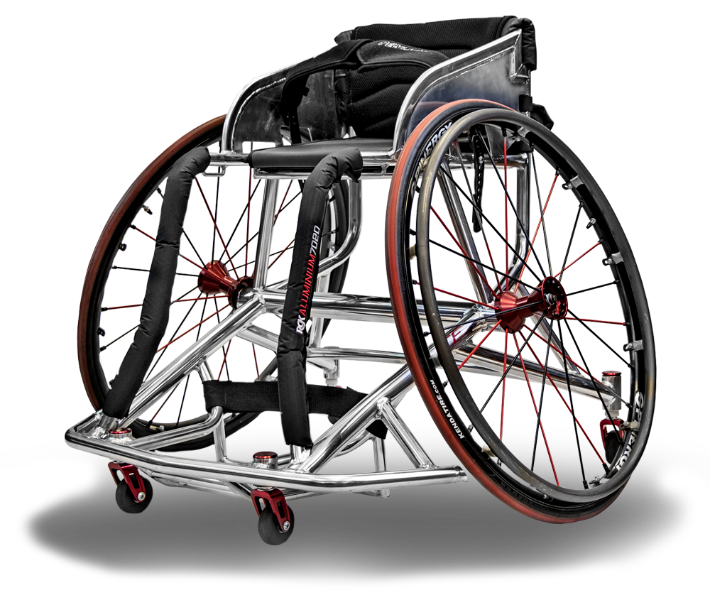 rgk basketball elite Wheelchair with metallic frame and red accents on a white background