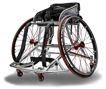 rgk basketball elite Wheelchair with metallic frame and red accents on a white background
