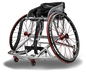 rgk basketball elite Wheelchair with metallic frame and red accents on a white background