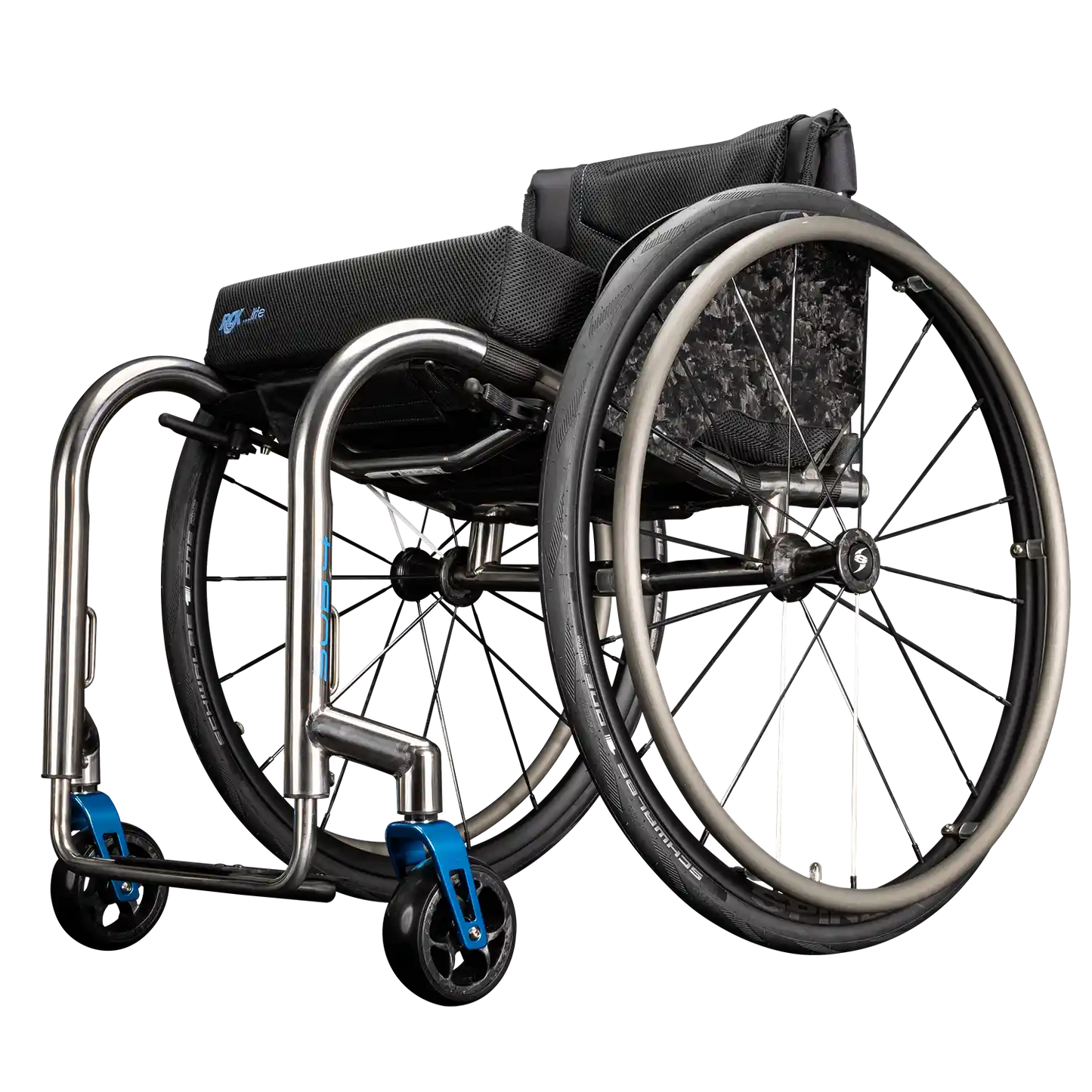 Wheelchair with blue accents on a white background rgk sub 4
