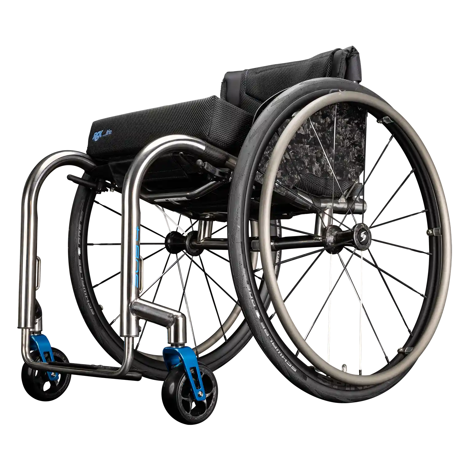 Wheelchair with blue accents on a white background rgk sub 4