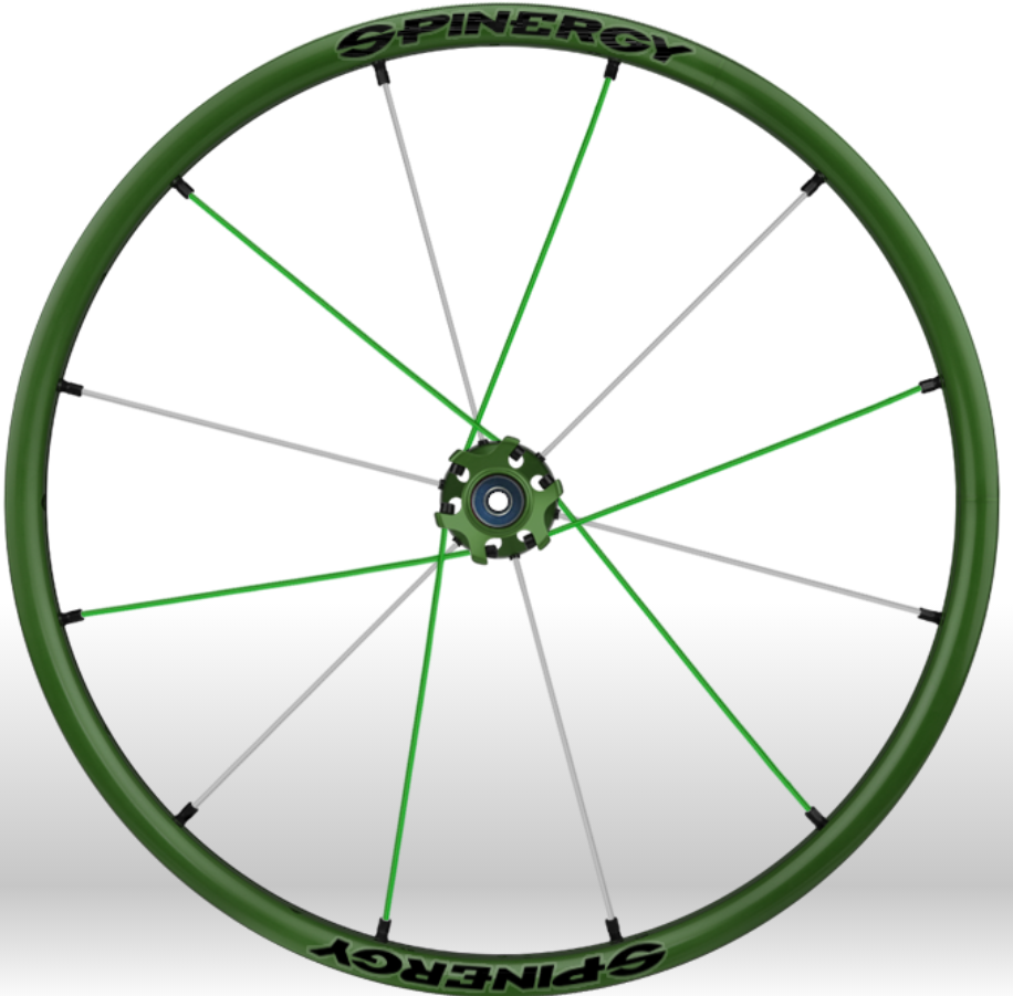 Spinergy xlx x laced wheelchair wheels all green white