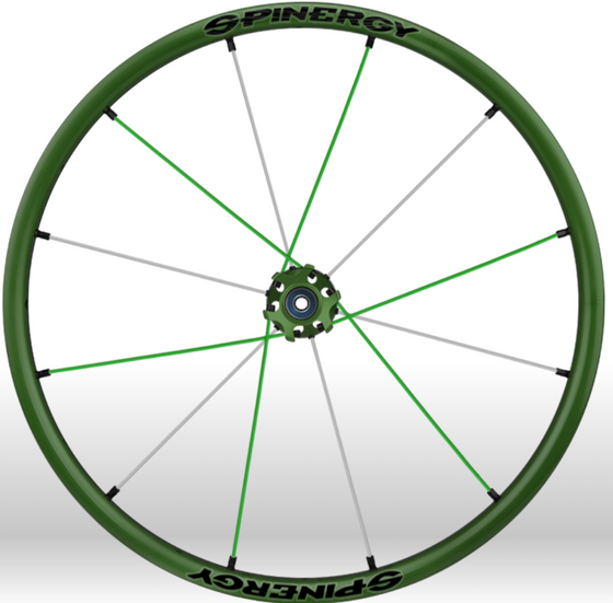 Spinergy xlx x laced wheelchair wheels all green white