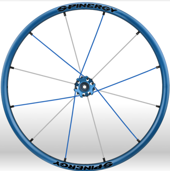 Spinergy xlx x laced wheelchair wheels all blue white