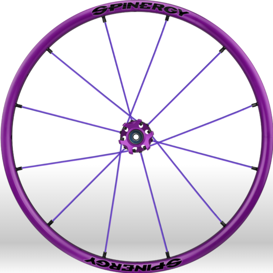 Spinergy xlx x laced wheelchair wheels all purple rim hub spoke