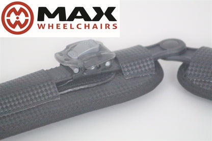 M2 padded Double Ratchet (hip) straps for everyday and wheelchair sports use showing fastening on white background
