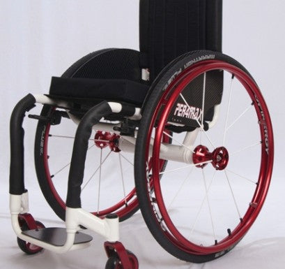 Per4max Skye lightweight manual rigid wheelchair red side